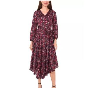 VINCE CAMUTO
Printed V Neck Tie Waist Maxi Dress